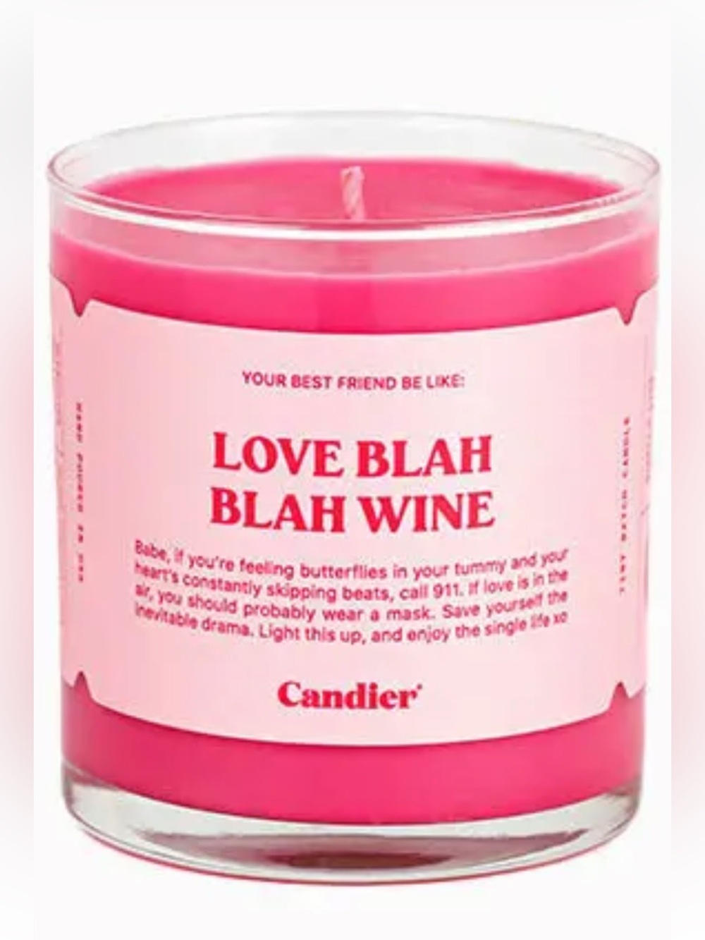 New Candier Love Blah Blah Wine Candle